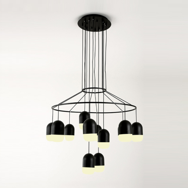 Modern Black 25 Lights Large LED Round Chandelier for Foyer Height Ceiling Staircase and Showroom