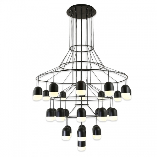 Ceiling Staircase And Showroom Led Lights, Large Black Contemporary Chandelier