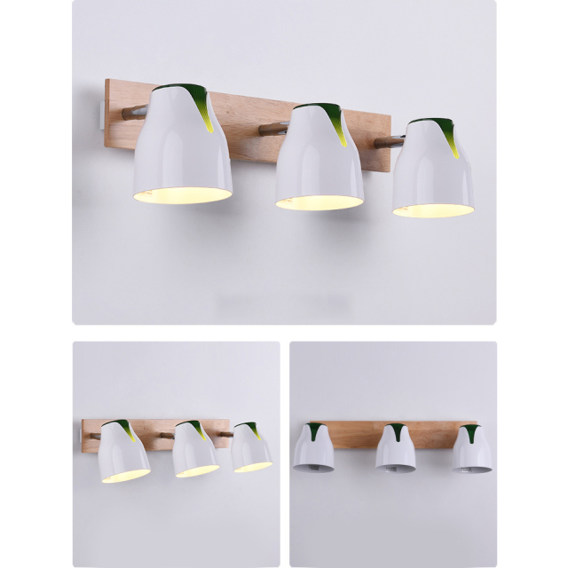 Modern Style Wooden 3 Light Wall Sconce Vanity Light for Bathroom Room