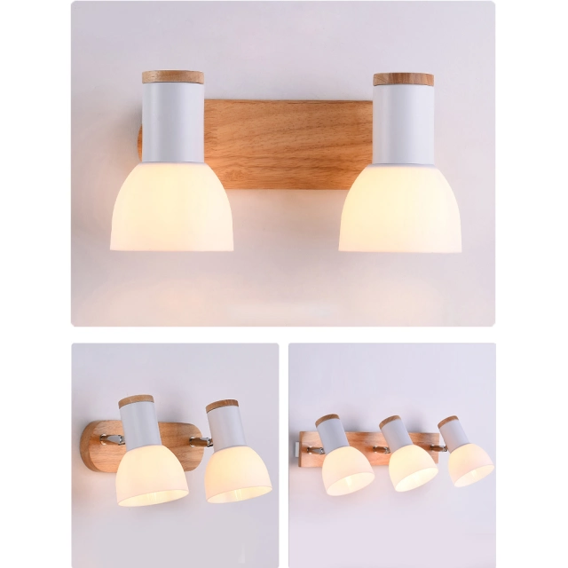 Modern Style Wooden 3 Light Wall Sconce Vanity Light for Bathroom Room