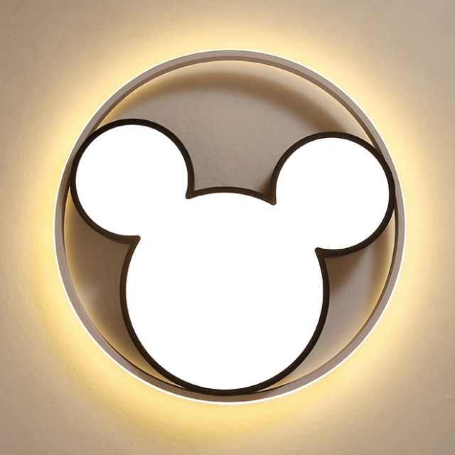 Modern Black Cool Kid Room Dimmable LED Mickey Ceiling Light for Baby Room Kid's Room