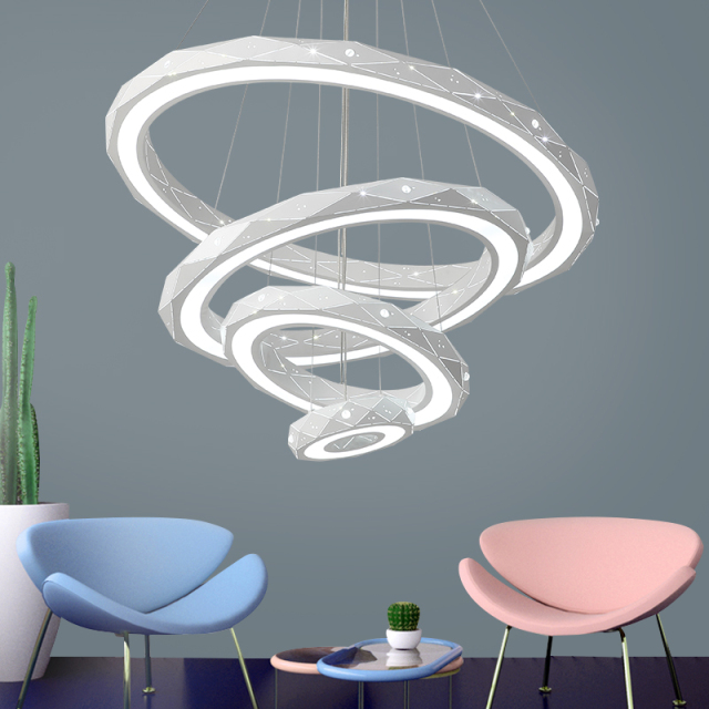 Modern Style LED 4-Tier Circles Suspension Chandelier for Dining Table Living Room and Restaurant