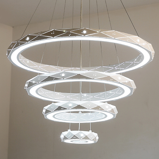 Modern Style LED 4-Tier Circles Suspension Chandelier for Dining Table Living Room and Restaurant