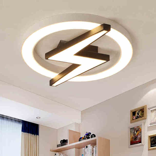 Modern Style Dimmable LED Lightning Shield Flush Mount Ceiling Light for Teen Boy's Room Kid's Room