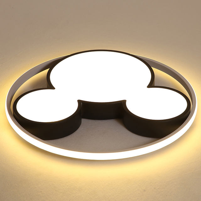 Modern Black Cool Kid Room Dimmable LED Mickey Ceiling Light for Baby