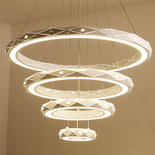 Modern Style LED 4-Tier Circles Suspension Chandelier for Dining Table Living Room and Restaurant