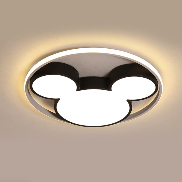 Modern Black Cool Kid Room Dimmable LED Mickey Ceiling Light for Baby Room Kid's Room