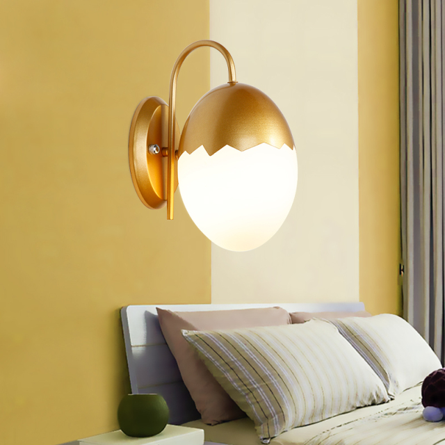 Modern Style 1 Light Oval Egg Wall Sconce in Black for Hallway Kid's Room and Restaurant