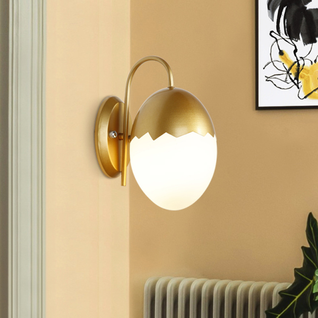 Modern Style 1 Light Oval Egg Wall Sconce in Black for Hallway Kid's Room and Restaurant