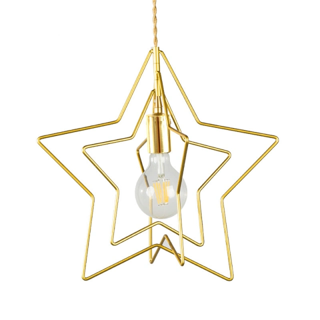 Modern Style 1 Light Brass Pentagram Pendant Light for Living Room Restaurant