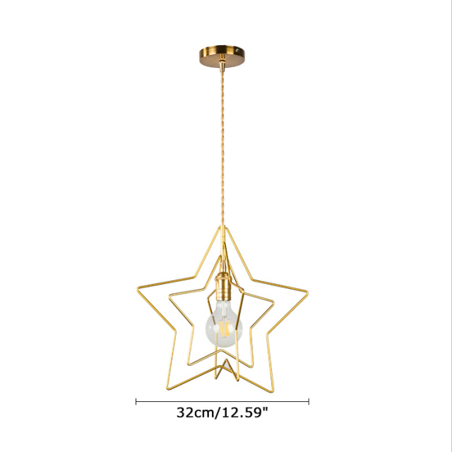 Modern Style 1 Light Brass Pentagram Pendant Light for Living Room Restaurant