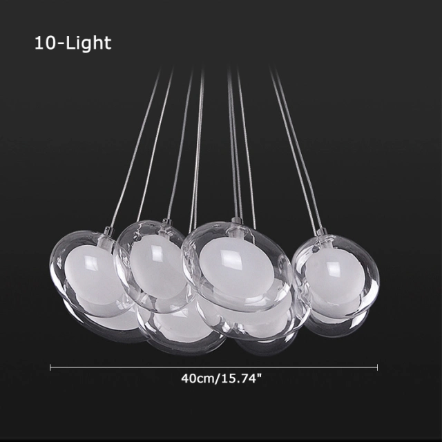 Modern Style 10/15 Light Clear Oval Glass Spheres Pendant Light for Living Room Restaurant