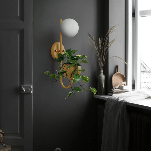 Modern Chic 1 Light Wall Sconce with Opal Globe Shade for Living Room Hallway Bedside Lighting