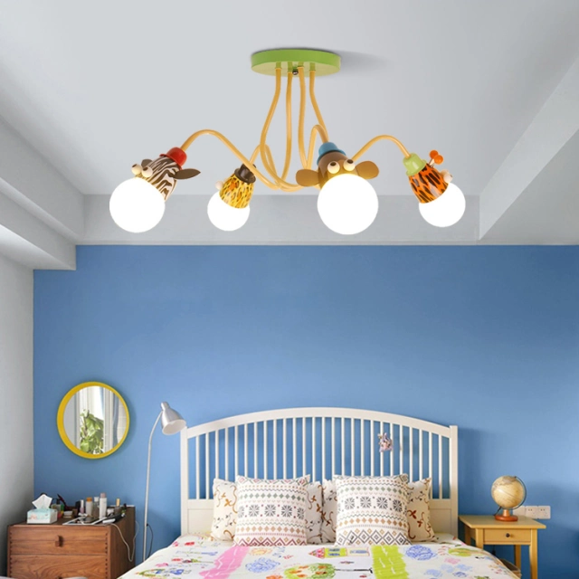 Modern Style 3/4 Light Cartoon Semi Flush Light for Kid's Room Baby Nursery Room