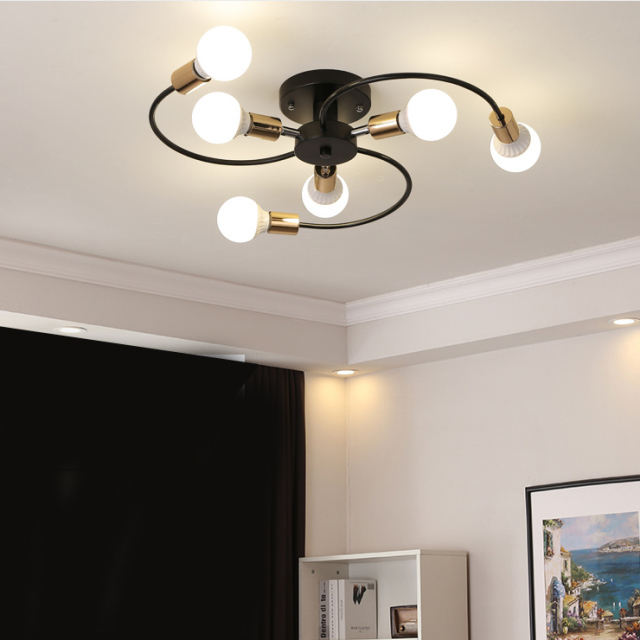 Modern Style 6 Light Semi Flush Ceiling Light for Living Room Bedroom