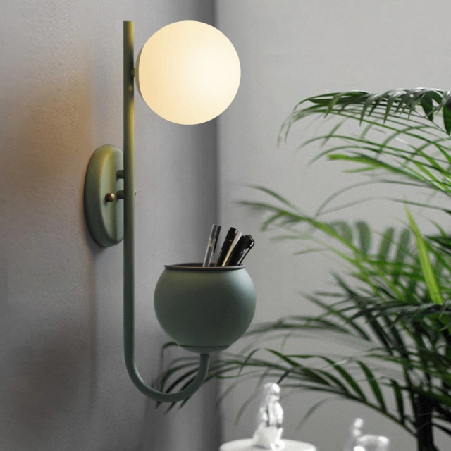Modern Chic 1 Light Wall Sconce with Opal Globe Shade for Living Room Hallway Bedside Lighting