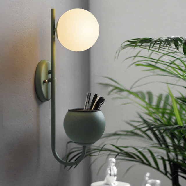 Modern Chic 1 Light Wall Sconce with Opal Globe Shade for Living Room Hallway Bedside Lighting