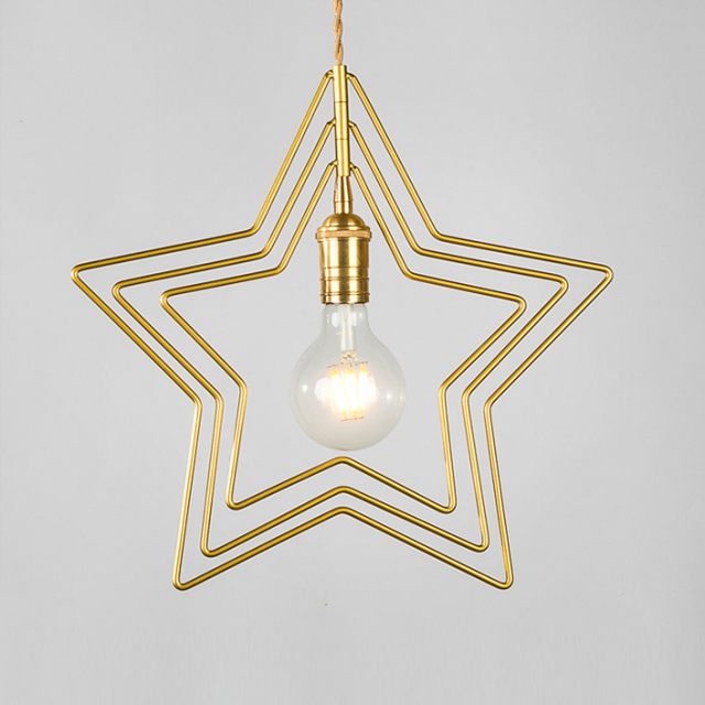 Modern Style 1 Light Brass Pentagram Pendant Light for Living Room Restaurant