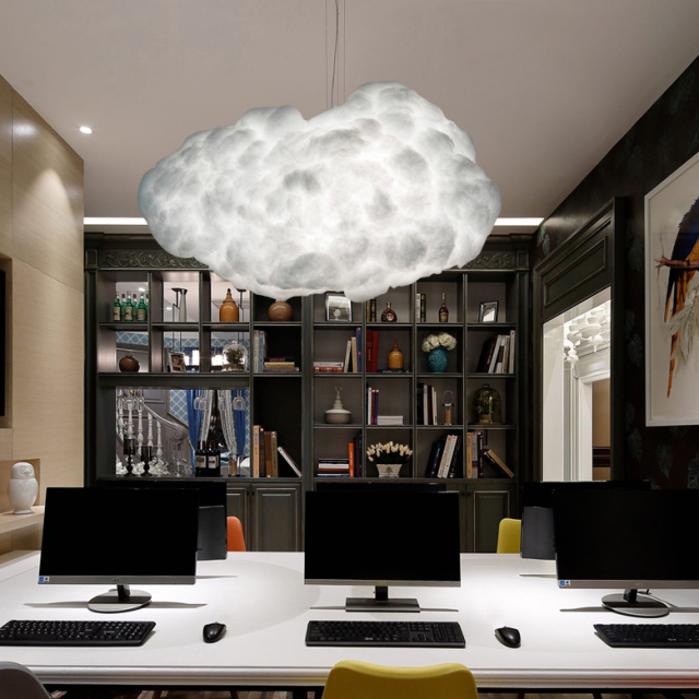 Nordic Style 15'' Wide Polymer Cloud Shape Hanging Pendant Light for Restaurant Bar