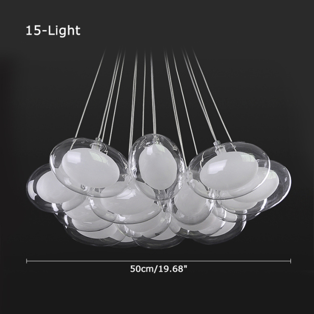 Modern Style 10/15 Light Clear Oval Glass Spheres Pendant Light for Living Room Restaurant