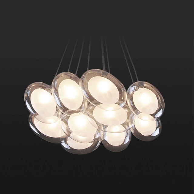 Modern Style 10/15 Light Clear Oval Glass Spheres Pendant Light for Living Room Restaurant