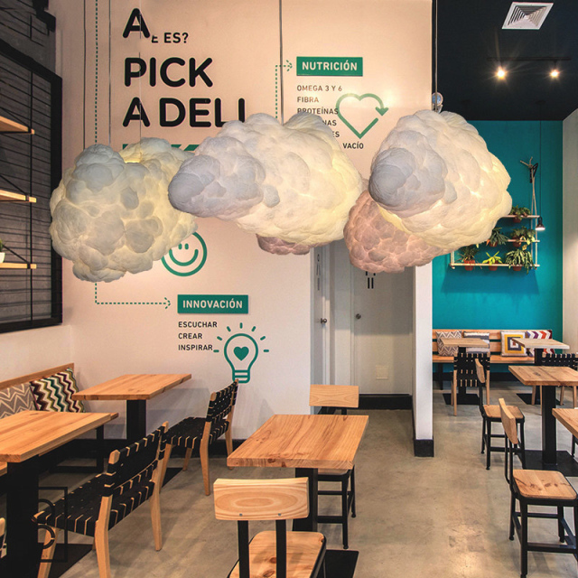 Nordic Style 15'' Wide Polymer Cloud Shape Hanging Pendant Light for Restaurant Bar