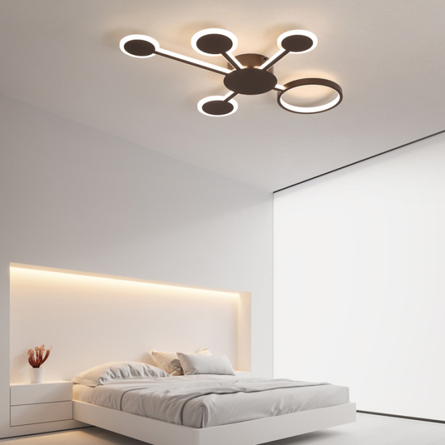 LED Modern 4/5/6/7 Circle Semi Flush Mount  Ceiling Light for Bedroom Living Room Dimmable With Remote