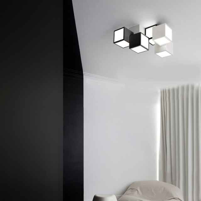 Modern Style 12'' Wide Cube LED Semi Flush Mount Cieiling Light for Bedroom Living Room