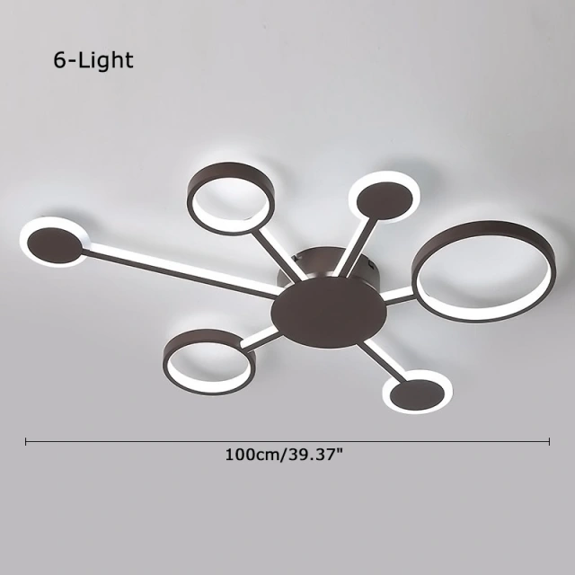 LED Modern 4/5/6/7 Circle Semi Flush Mount  Ceiling Light for Bedroom Living Room Dimmable With Remote