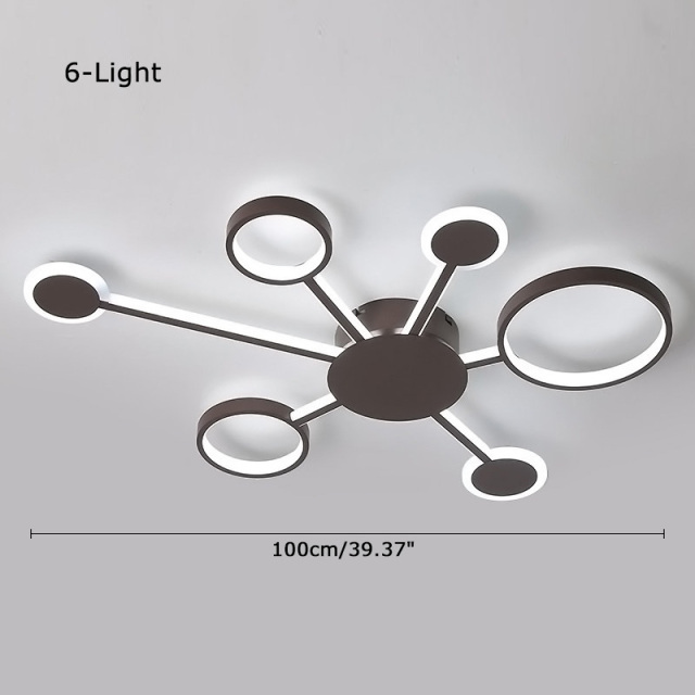 LED Modern 4/5/6/7 Circle Semi Flush Mount  Ceiling Light for Bedroom Living Room Dimmable With Remote