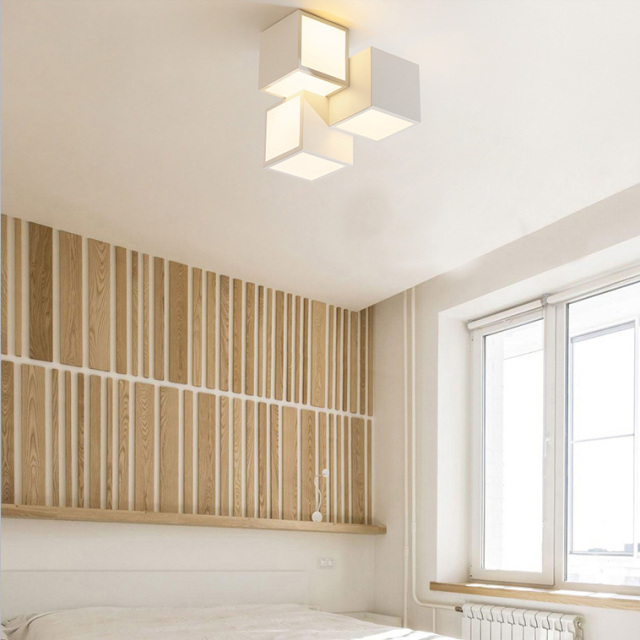 Modern Style 12'' Wide Cube LED Semi Flush Mount Cieiling Light for Bedroom Living Room