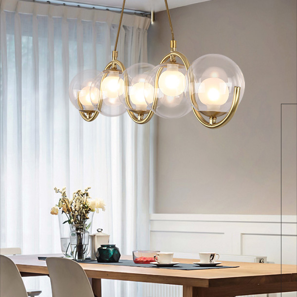 Modern Style 3/5 Light Brass Linear Chandelier With Clear Blown Glass ...