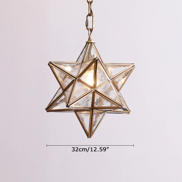 Modern Style 11''/13'' Wide 1 Light Aged Brass Star Pendant Light with Frosted Glass Shade for Restaurant Bar