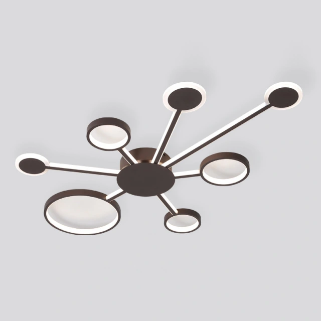 LED Modern 4/5/6/7 Circle Semi Flush Mount  Ceiling Light for Bedroom Living Room Dimmable With Remote