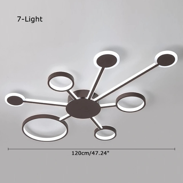 LED Modern 4/5/6/7 Circle Semi Flush Mount  Ceiling Light for Bedroom Living Room Dimmable With Remote