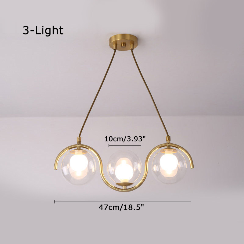 Modern Style 3/5 Light Brass Linear Chandelier With Clear Blown Glass ...