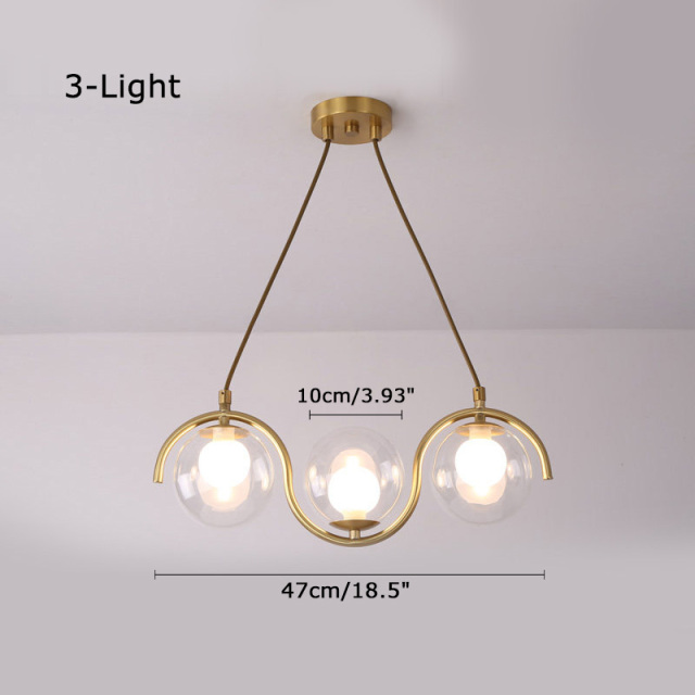 Modern Style 3/5 Light Brass Linear Chandelier with Clear Blown Glass Shade for Dining Room Kitchen Island