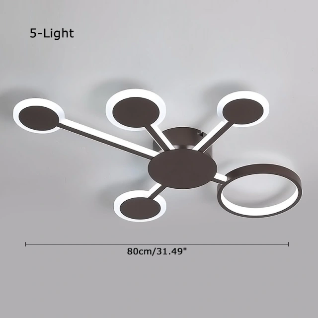 LED Modern 4/5/6/7 Circle Semi Flush Mount  Ceiling Light for Bedroom Living Room Dimmable With Remote