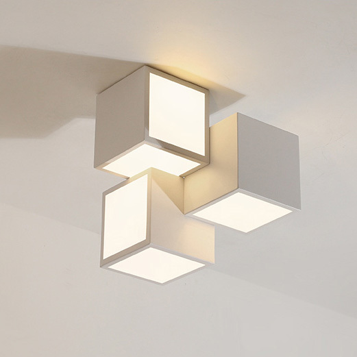 Modern Style 12'' Wide Cube LED Semi Flush Mount Cieiling Light for Bedroom Living Room