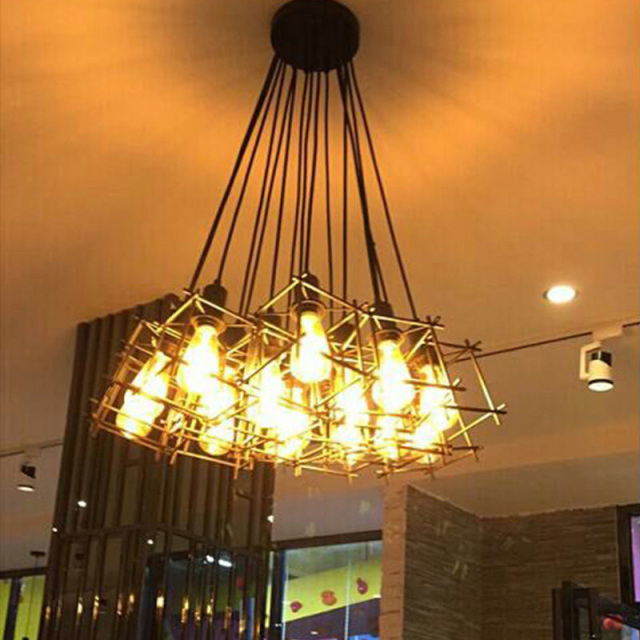 Vintage Industrial 5/6/7/9/10 Head Cage Mini Multi Light Pendant for Restaurant and Bar