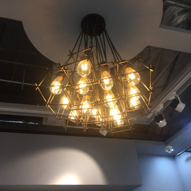Vintage Industrial 5/6/7/9/10 Head Cage Mini Multi Light Pendant for Restaurant and Bar