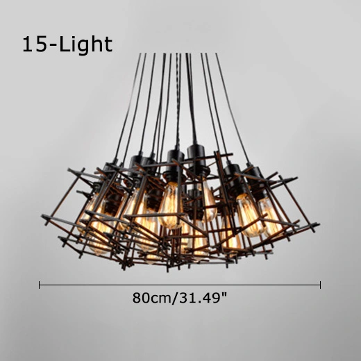 Vintage Industrial 5/6/7/9/10 Head Cage Mini Multi Light Pendant for Restaurant and Bar