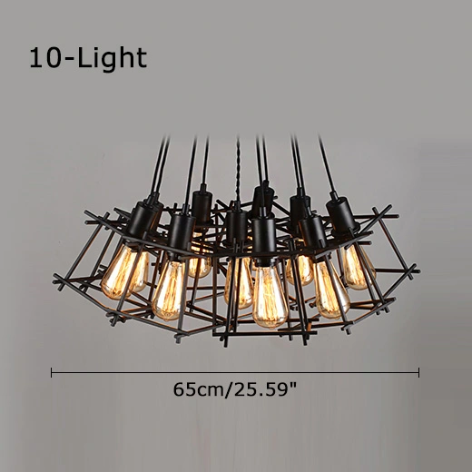 Vintage Industrial 5/6/7/9/10 Head Cage Mini Multi Light Pendant for Restaurant and Bar