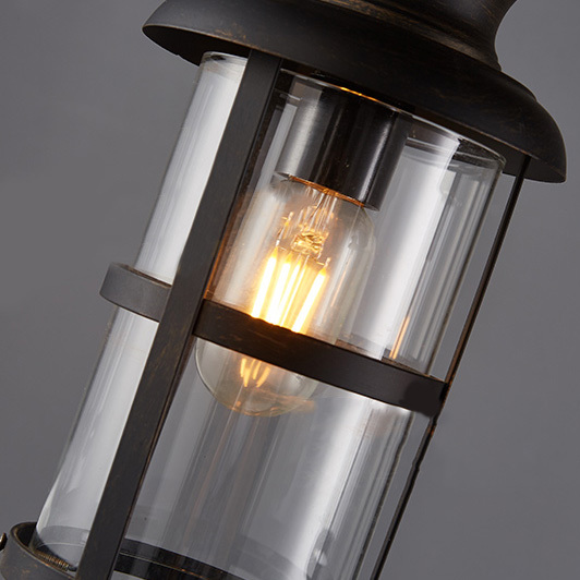 Vintage Industrial Style  3 Light Wooden Kitchen Island Chandelier with Glass Lantern