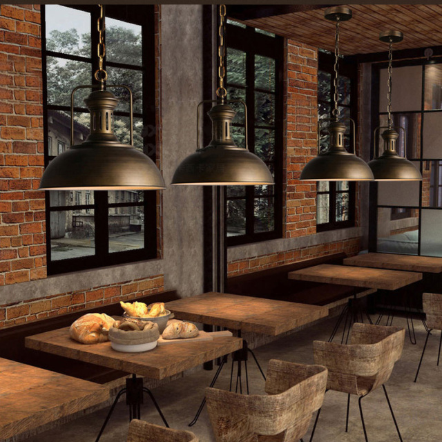 Vintage Bronze/Black Industrial Dome Shade 1 Light Barn Pendant Light for Restaurant