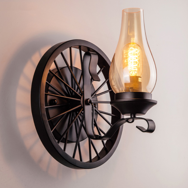 1/2 Head Traditional Candle Style Wall Sconce with Industrial Metal Wheel