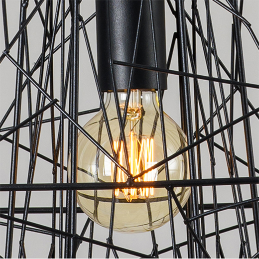 Wrought Iron 1 Light Birdcage Diamond Pendant Lamp in Industrial Style