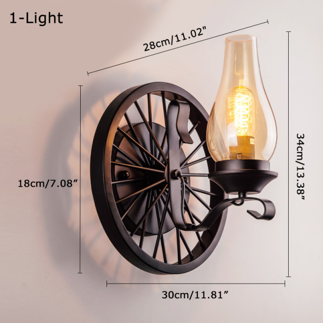 1/2 Head Traditional Candle Style Wall Sconce with Industrial Metal Wheel