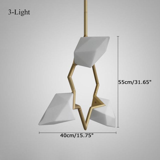 Modern Style 6-Light Seed 02 Chandelier in Brushed Brass/White