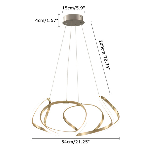 Contemporary Style 21&quot;W LED Acrylic Adjustable Chandelier in Gold/Chrome for Dining Room Living Room Restaurant